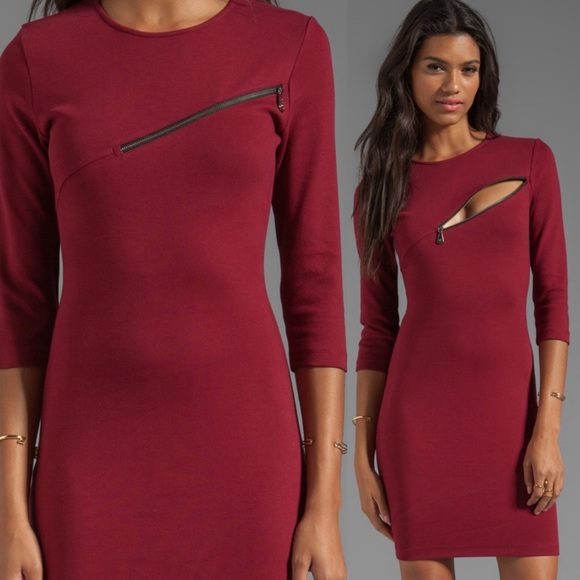 Alexander McQueen 3/4 Sleeve Zip Oxblood Dress L - Picture 11 of 12